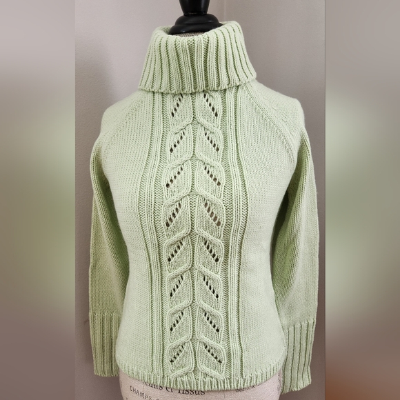 LOFT light green chunky turtleneck sweater  in S - Picture 1 of 7